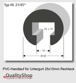 PVC Handlauf Typ. HL21/45 für Flachstahl 25x15mm